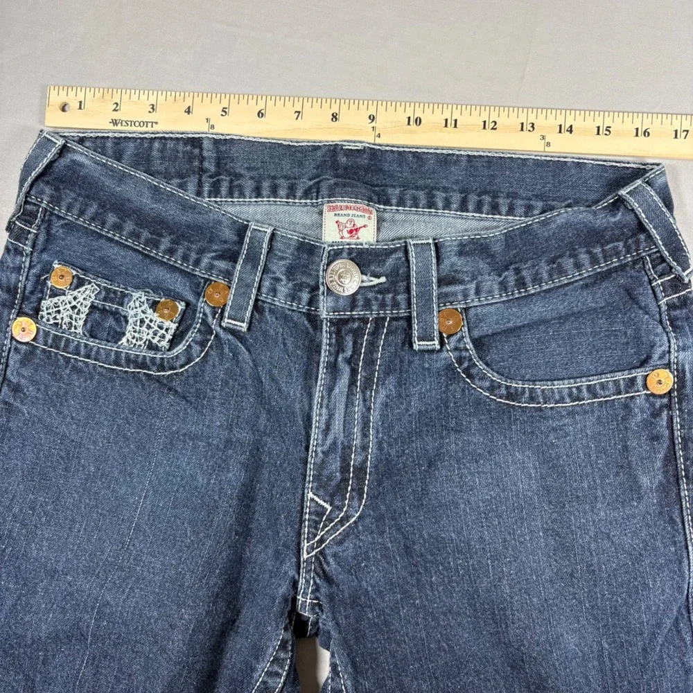Vintage True Religion Bobby Jeans Mens 33 Made USA Y2K White Horseshoe Stitch